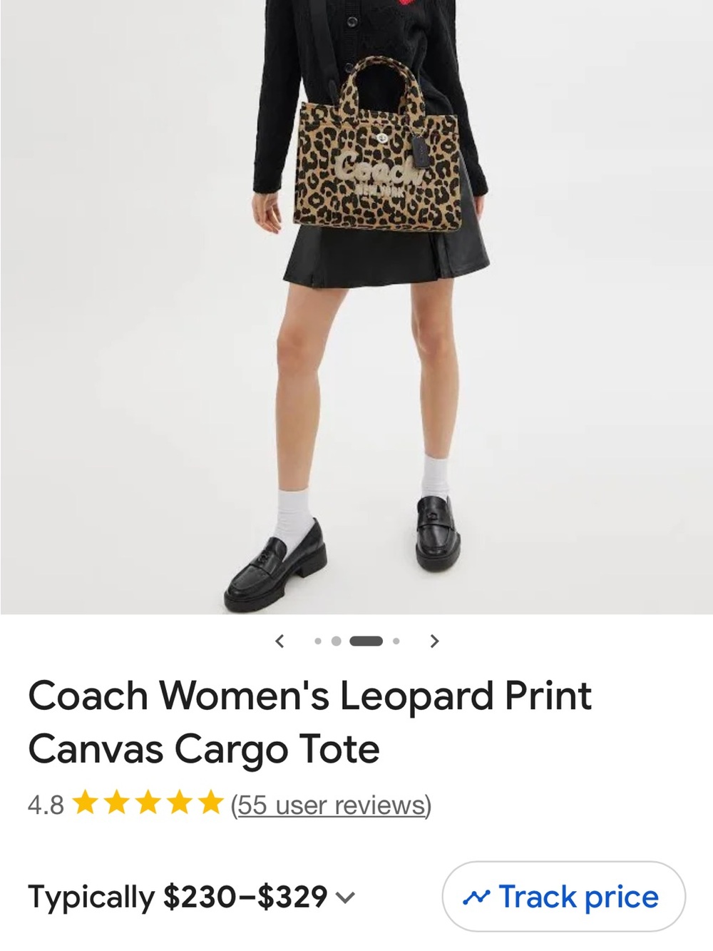 Coach Leopard Print Cargo Tote in Black & Tan with Embroidered Logo - Picture 8 of 10
